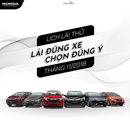 Lái thử và trải nghiệm các dòng xe Honda tháng 11/2018