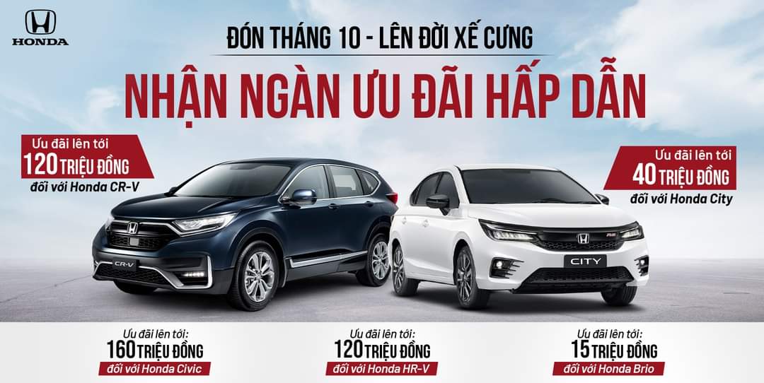 Chương trình tháng 10 “ƯU ĐÃI MUA XE LÊN TỚI 160 TRIỆU ĐỒNG !”