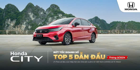 Honda City  Bứt tốc doanh số – Top 5 dẫn đầu tháng 9/2024